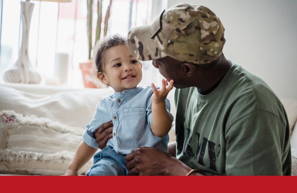 veteran talking with his child