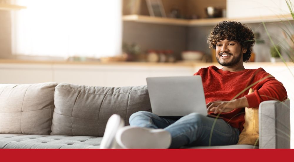a man relaxing on a couch